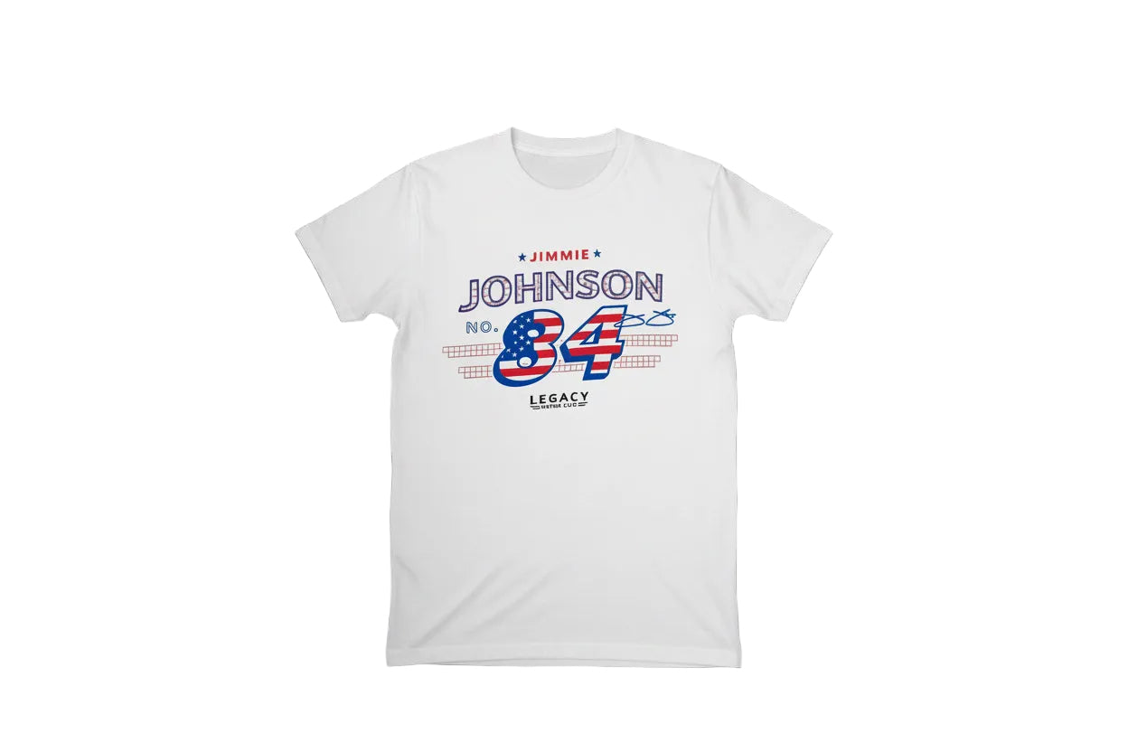 JIMMIE JOHNSON LEGACY SALUTES NO. 84 RED-WHITE-BLUE TEE