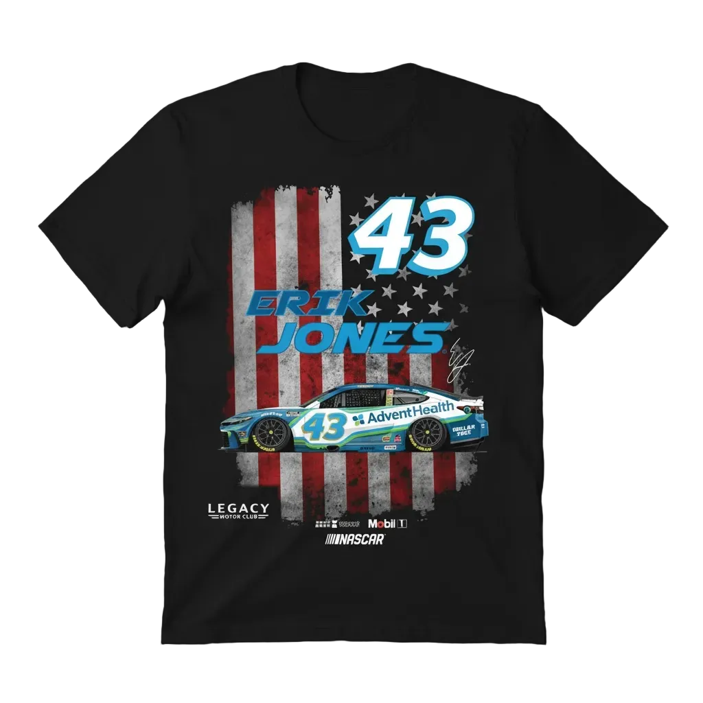 ERIK JONES 43 YOUTH AMERICAN FLAG SHIRT