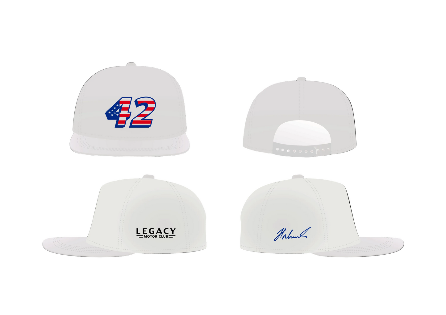 LEGACY "SALUTES" JOHN HUNTER NEMECHEK No. 42 RED-WHITE-BLUE DRIVEN HAT