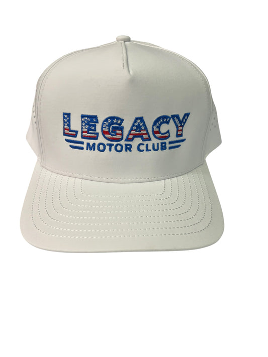 LEGACY MOTOR CLUB FLAG LOGO DRIVEN HAT - WHITE