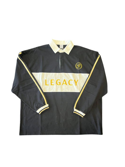 PRINCIPAL THE LABEL x LEGACY GOLD STRIPE RUGBY PULLOVER