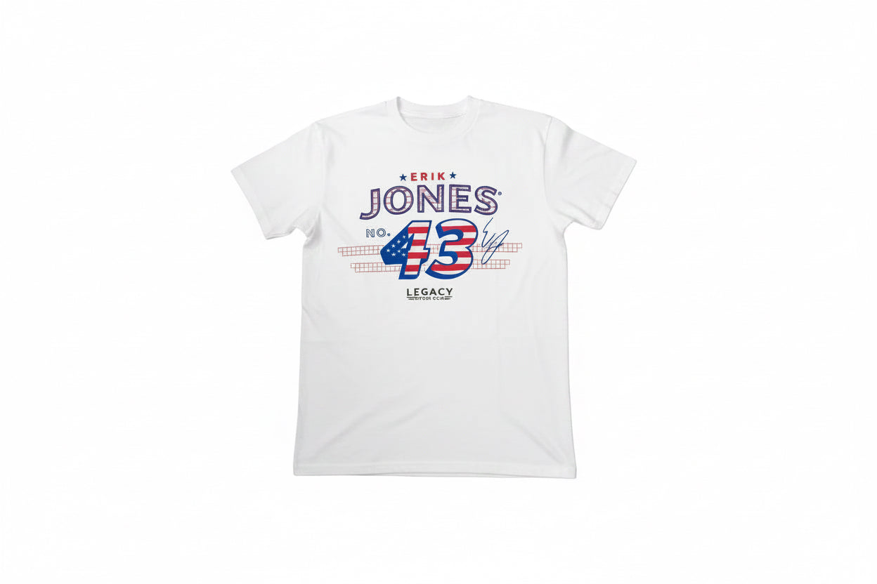 ERIK JONES LEGACY SALUTES NO. 43 RED-WHITE-BLUE TEE