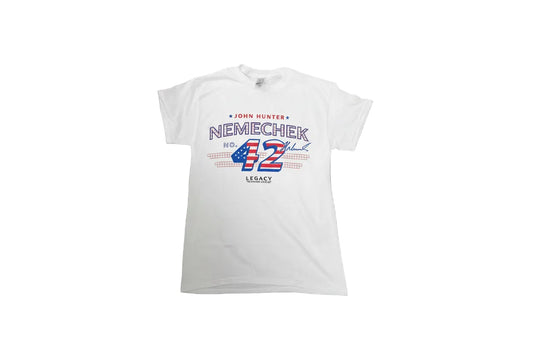 JOHN HUNTER NEMECHEK LEGACY SALUTES NO. 42 RED-WHITE-BLUE TEE