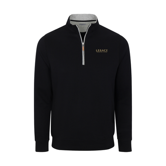 LEGACY MOTOR CLUB x Collars & Co. Heather Cloud Cotton Quarter Zip Pullover Black with Light Grey Trim
