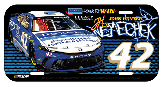 JOHN HUNTER NEMECHEK REXEL "WIRED TO WIN" LICENSE PLATE