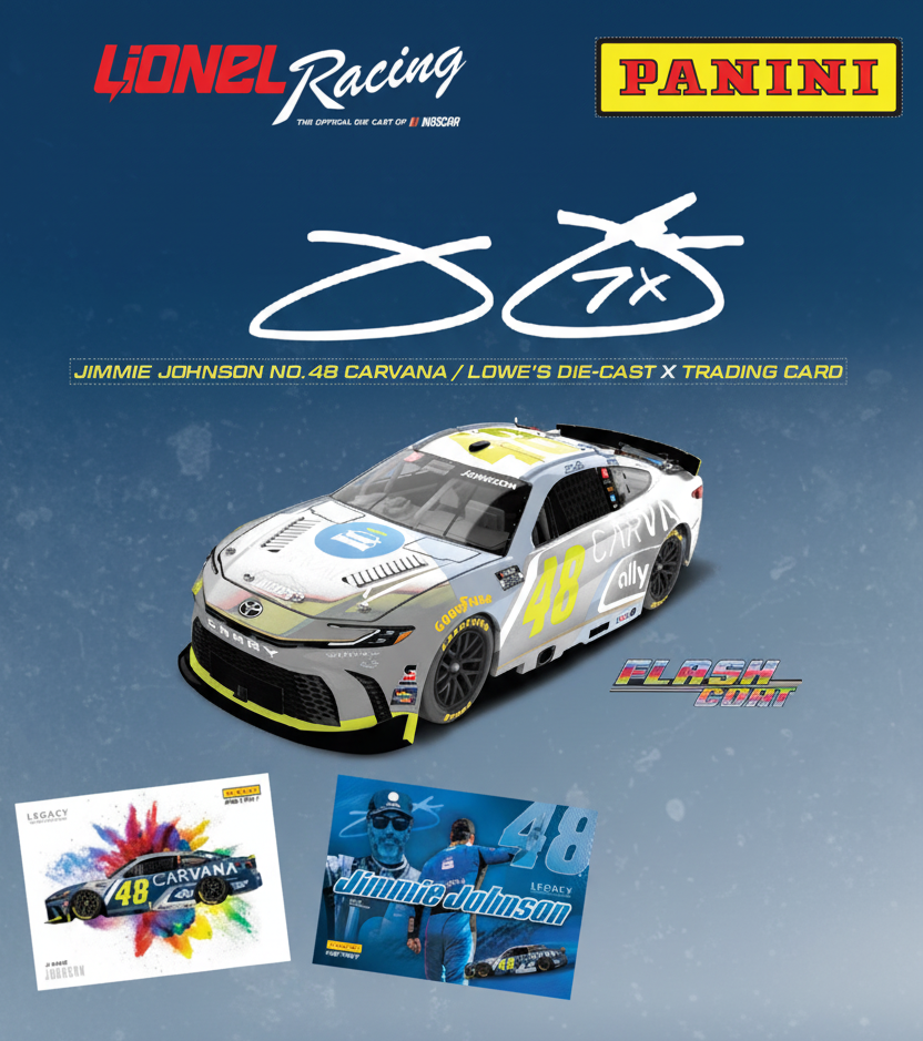 JIMMIE JOHNSON NO. 48 HO FLASHCOAT SILVER DIECAST w/ PANINI CARD (PRE-ORDER)