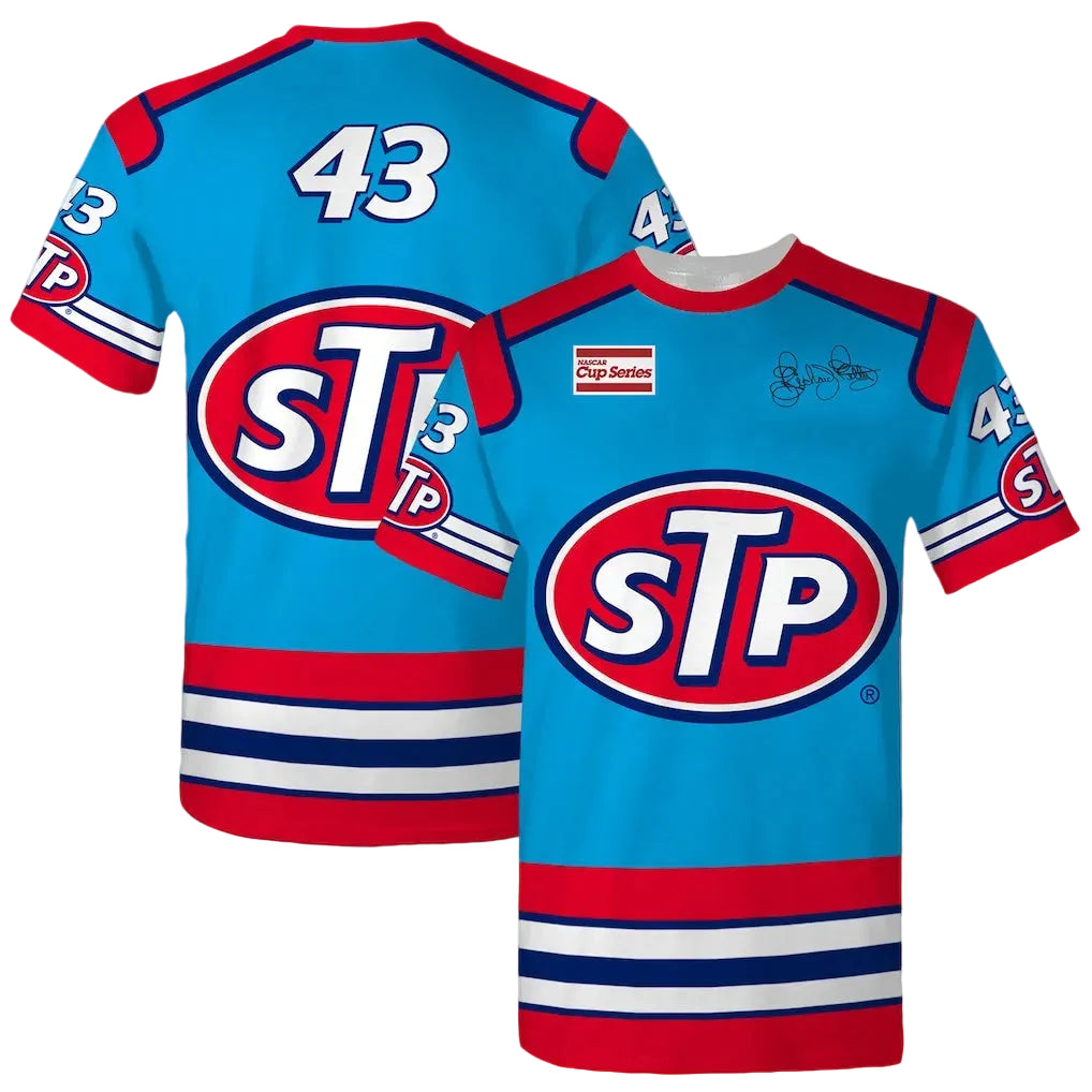 RICHARD PETTY CHECKERED FLAG SPORTS BLUE STP LEGEND UNIFORM T-SHIRT